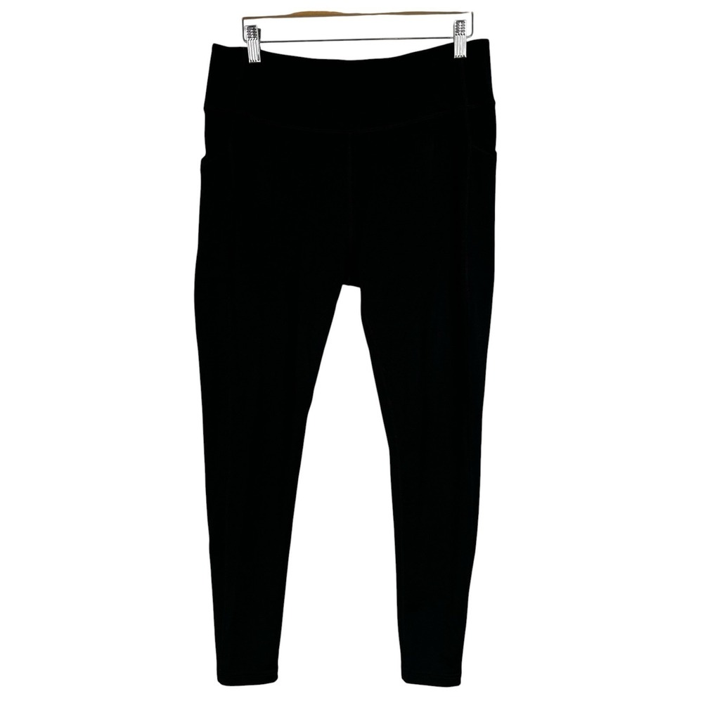 WoolX Merino Wool Leggings Women L Black High Rise Side Pocket Performance Pants